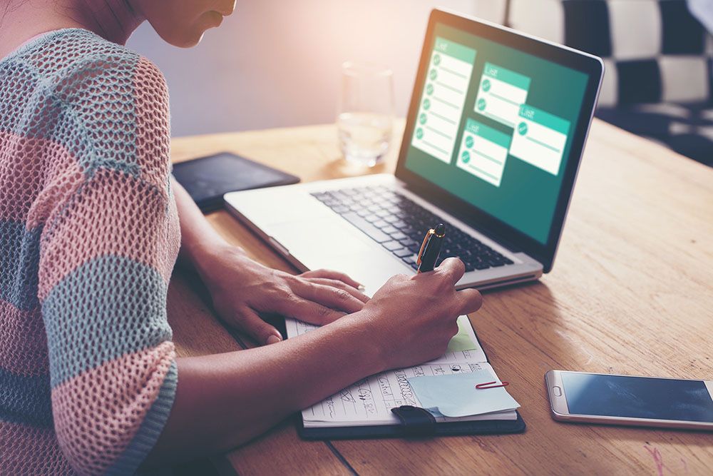 Woman using laptop